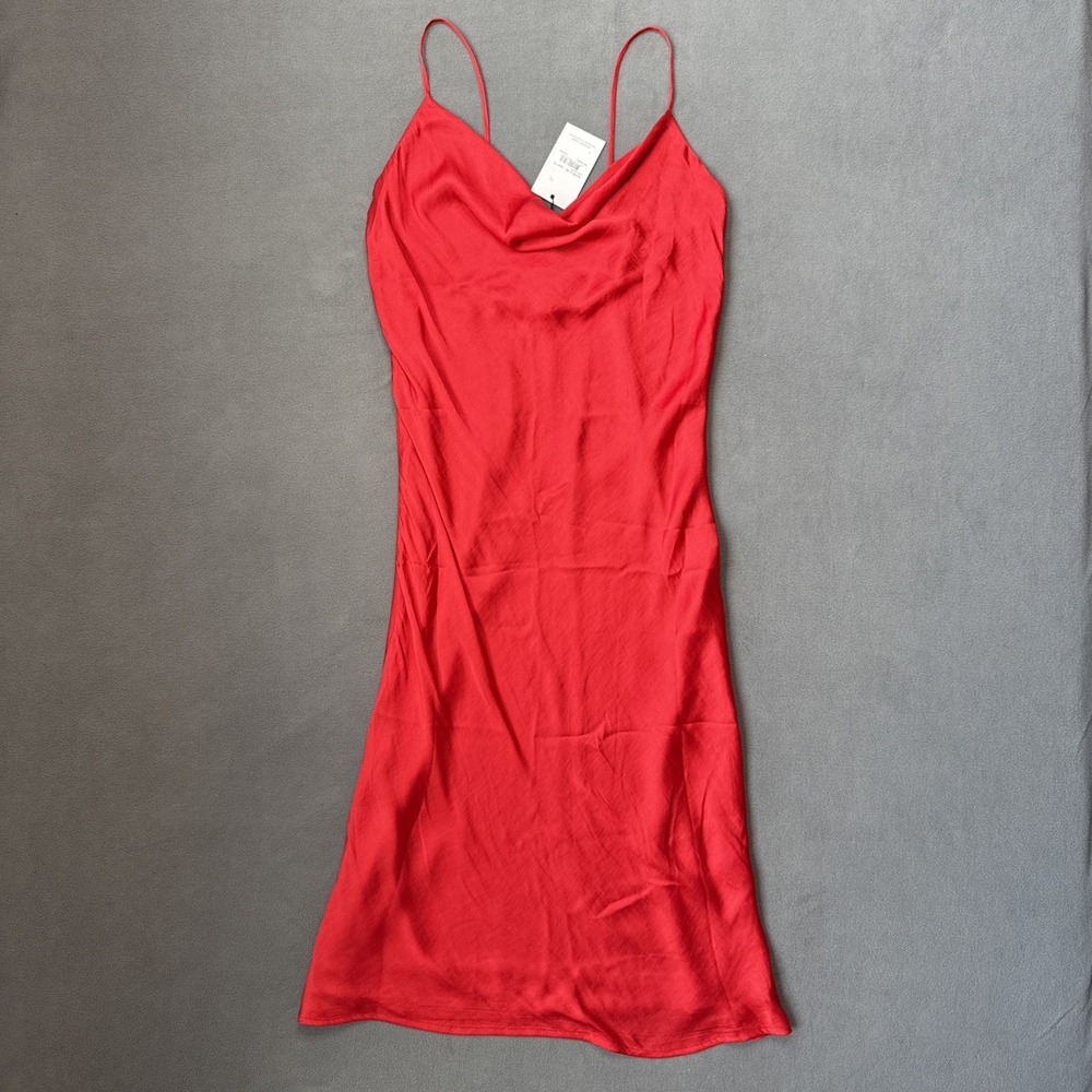 Bardot‎ Slip Dress Satin Midi Cowl Neck Neiman Marcus NWT Sz Large 10 Red